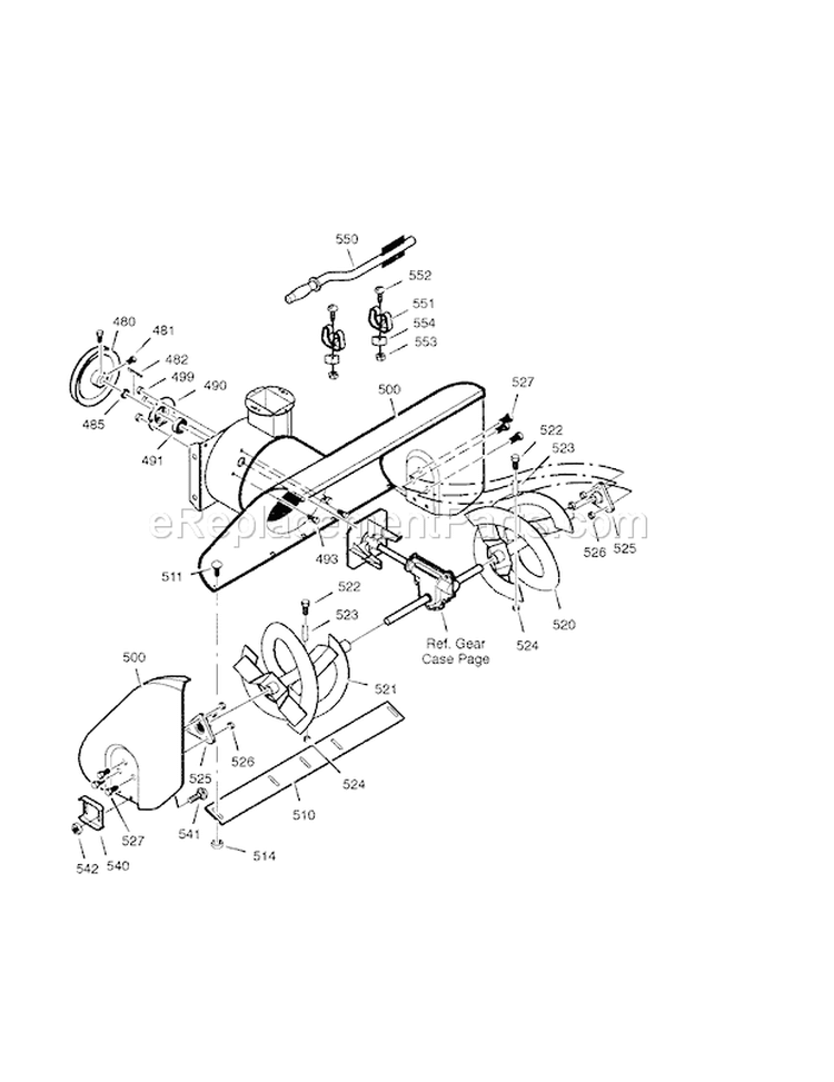 Auger Housing Diagram and Parts List for 536881651  Craftsman Snow Blower