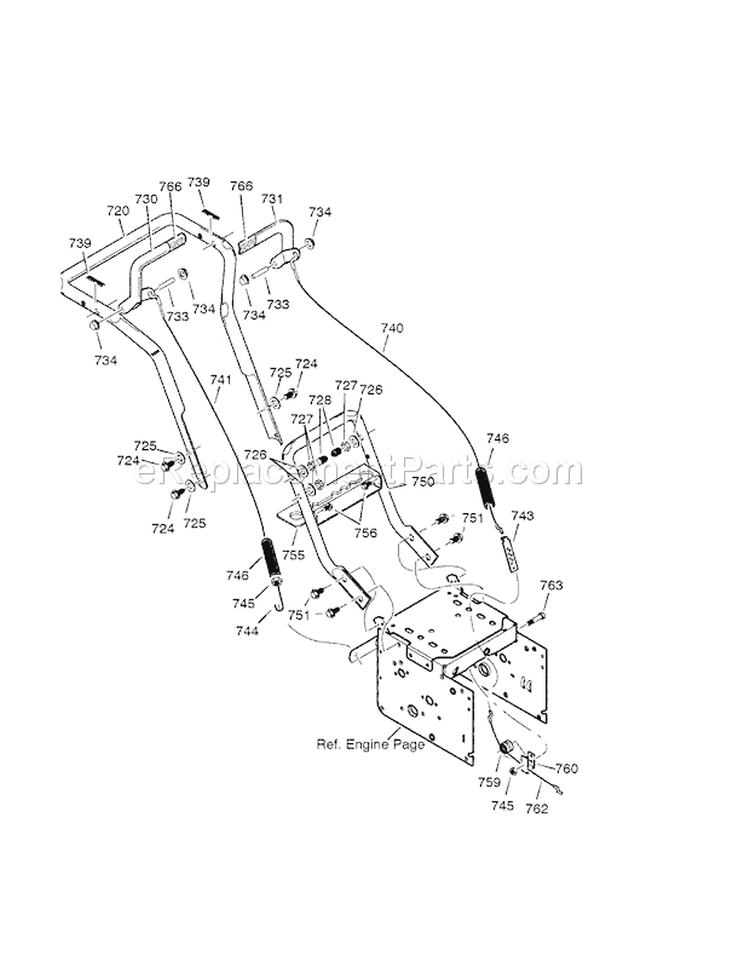 Handle Diagram and Parts List for 536881651  Craftsman Snow Blower