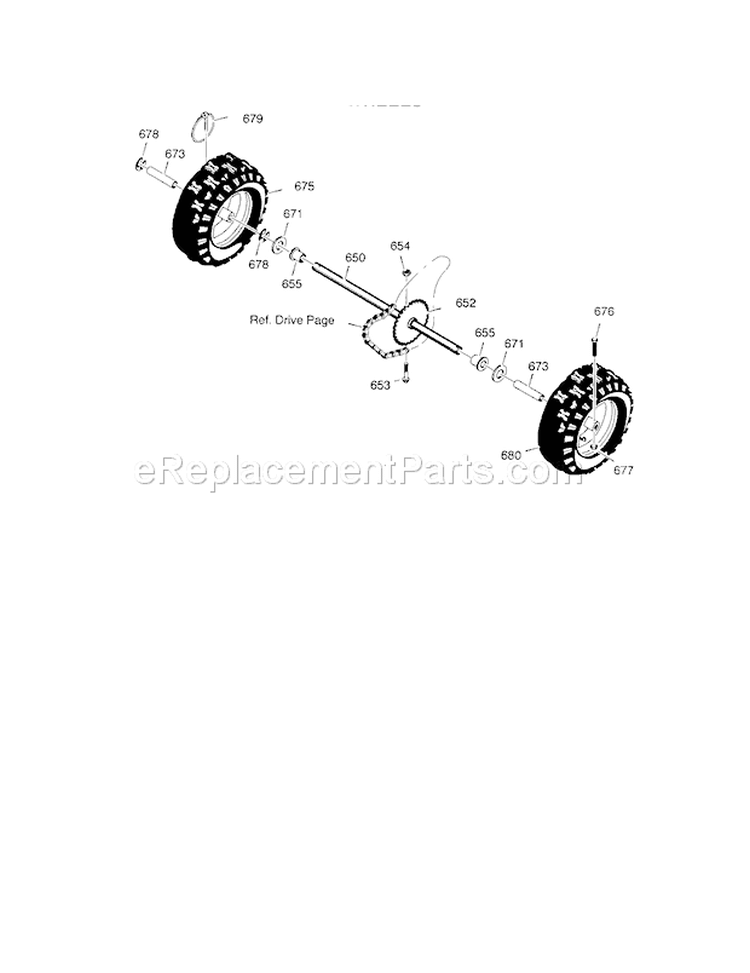 Wheels Diagram and Parts List for 536881750  Craftsman Snow Blower