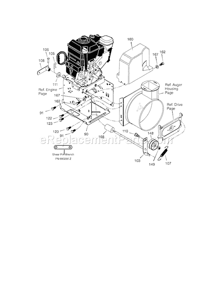 Frame Diagram and Parts List for 536881750  Craftsman Snow Blower