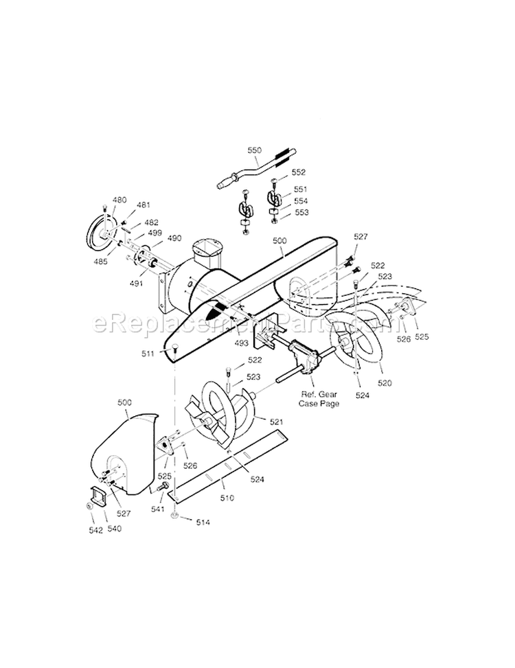 Auger Housing Diagram and Parts List for 536881750  Craftsman Snow Blower