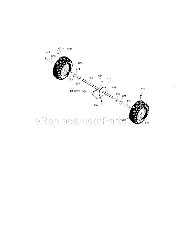 Wheel Assembly Diagram and Parts List for 536881850  Craftsman Snow Blower