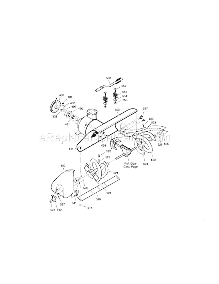 Auger Housing Diagram and Parts List for 536881850  Craftsman Snow Blower