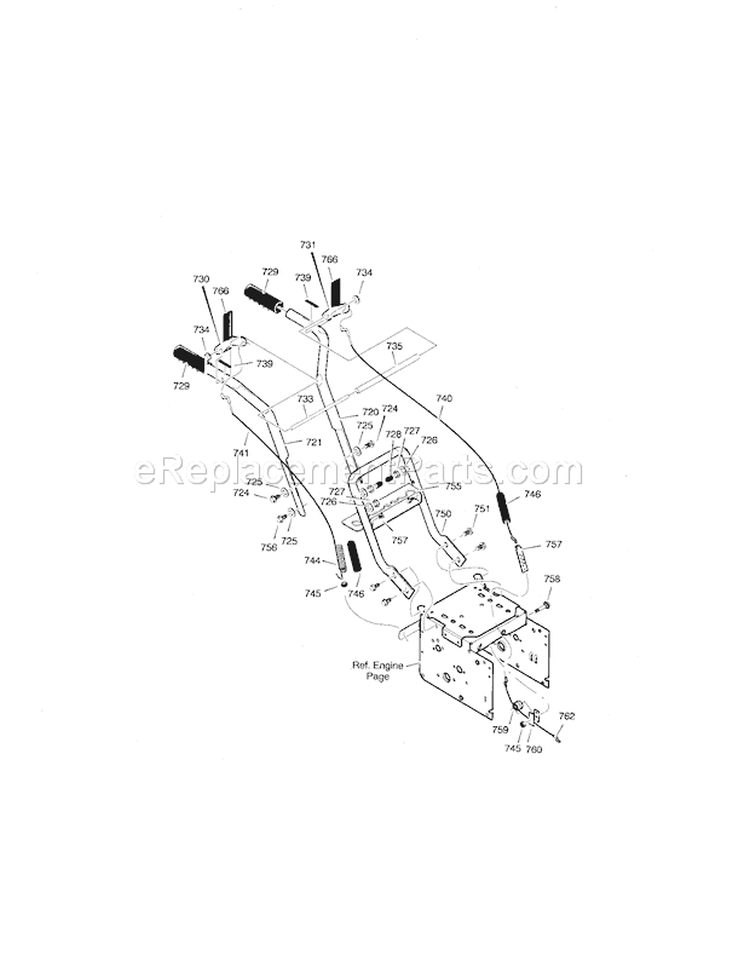 Handle Assembly Diagram and Parts List for 536881850  Craftsman Snow Blower