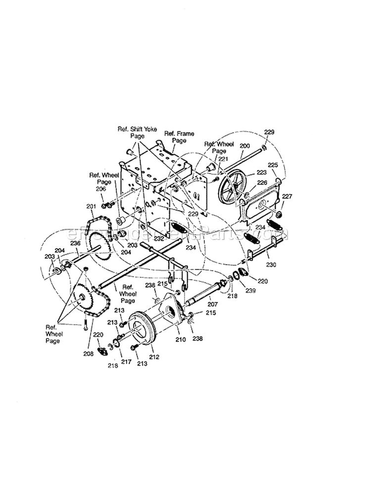 Drive Diagram and Parts List for 536881851  Craftsman Snow Blower