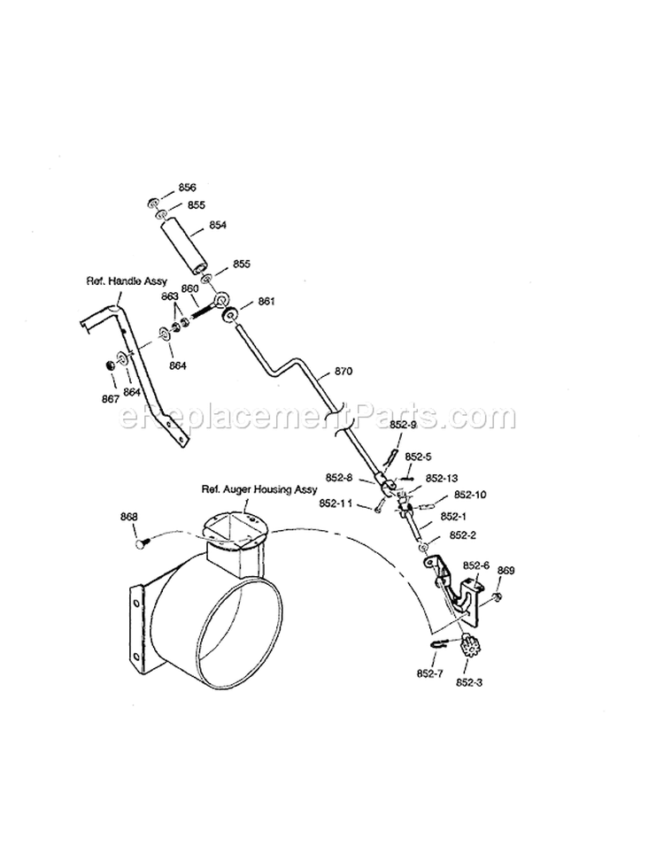 Chute Rod Diagram and Parts List for 536881851  Craftsman Snow Blower