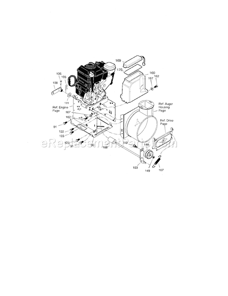 Frame Assembly Diagram and Parts List for 536881950  Craftsman Snow Blower