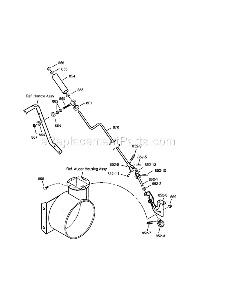 Chute Rod Diagram and Parts List for 536881951  Craftsman Snow Blower