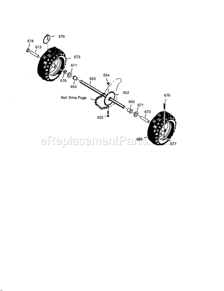 Wheels Diagram and Parts List for 536881951  Craftsman Snow Blower