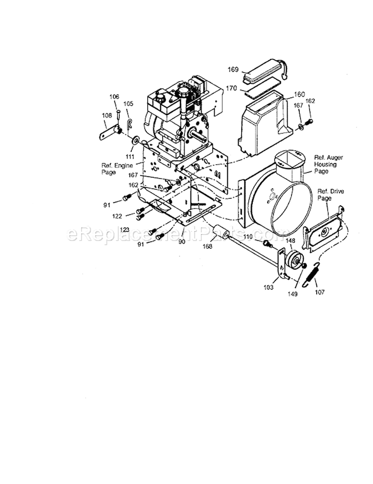 Frame Diagram and Parts List for 536881951  Craftsman Snow Blower