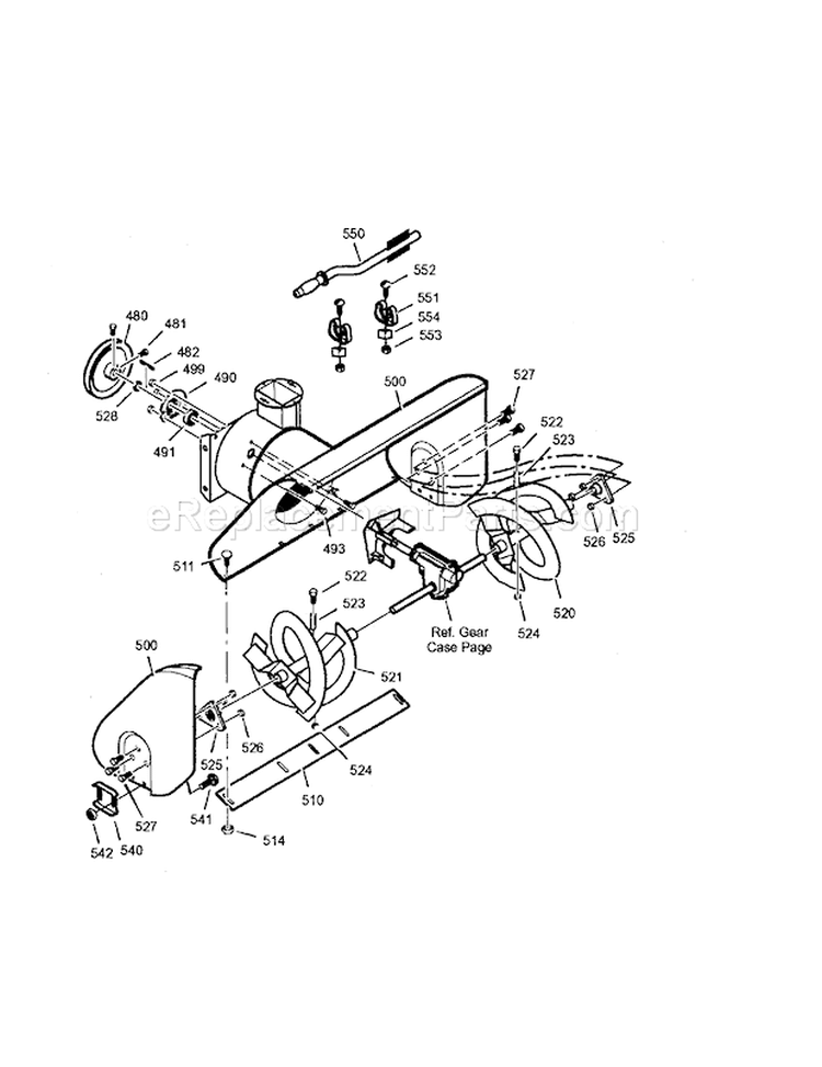 Auger Housing Diagram and Parts List for 536881951  Craftsman Snow Blower