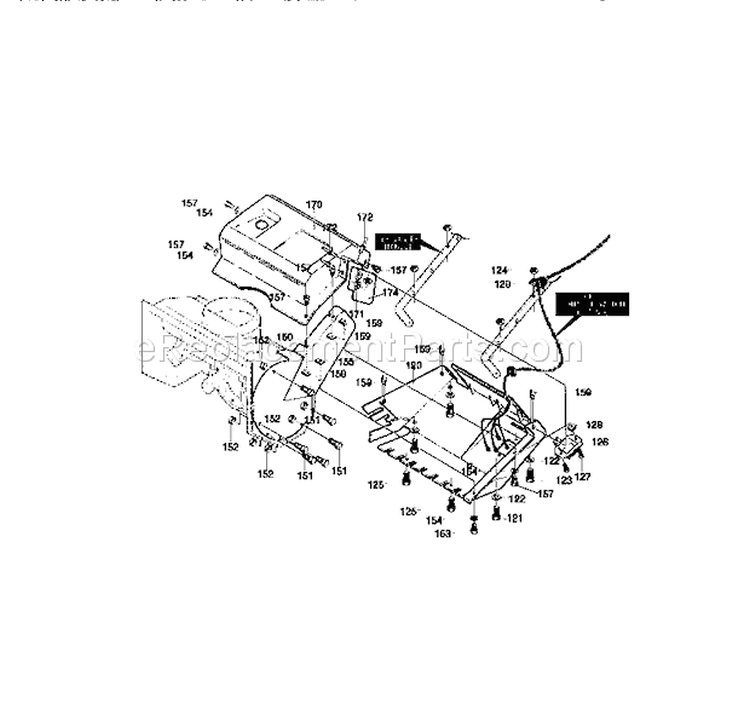 Belt Cover Assembly Diagram and Parts List for 536882090  Craftsman Snow Blower