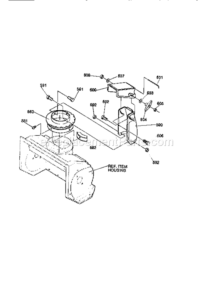 Chute Assembly Diagram and Parts List for 536882090  Craftsman Snow Blower