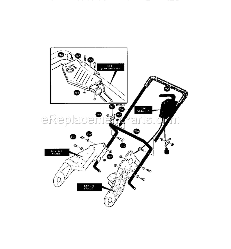 Handle Assembly Diagram and Parts List for 536882090  Craftsman Snow Blower