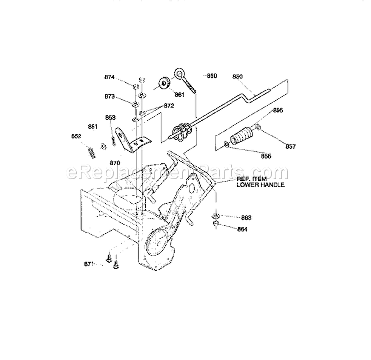 Chute Control Rod Assembl... Diagram and Parts List for 536882090  Craftsman Snow Blower