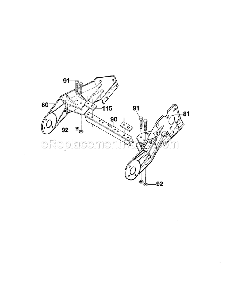 Frame Assembly Diagram and Parts List for 536882092  Craftsman Snow Blower