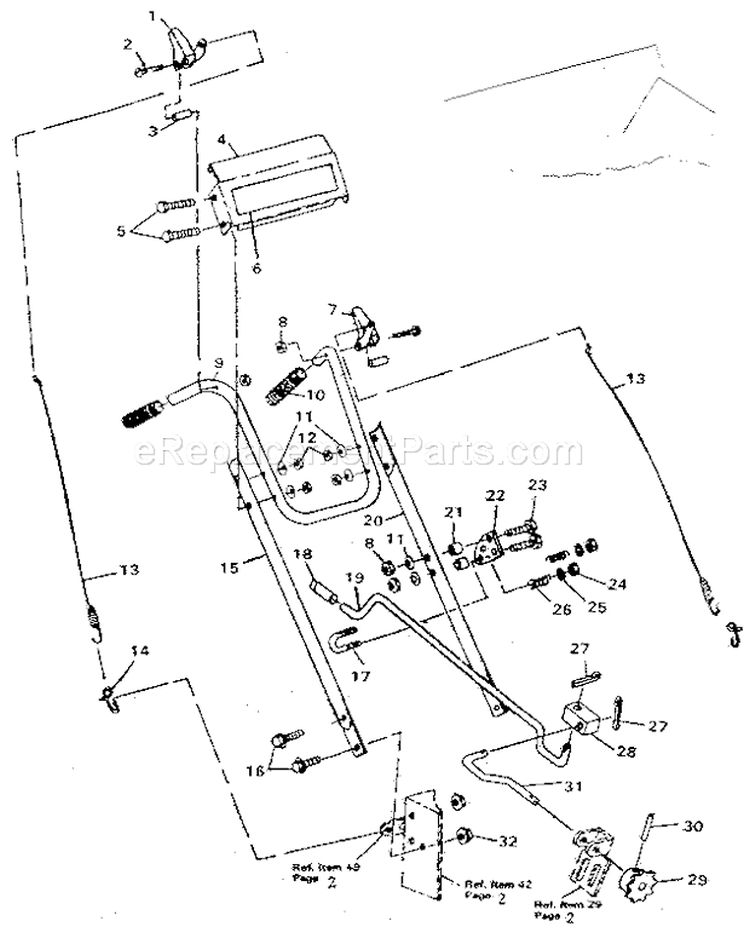 Handle Assembly Diagram and Parts List for 536882501  Craftsman Snow Blower