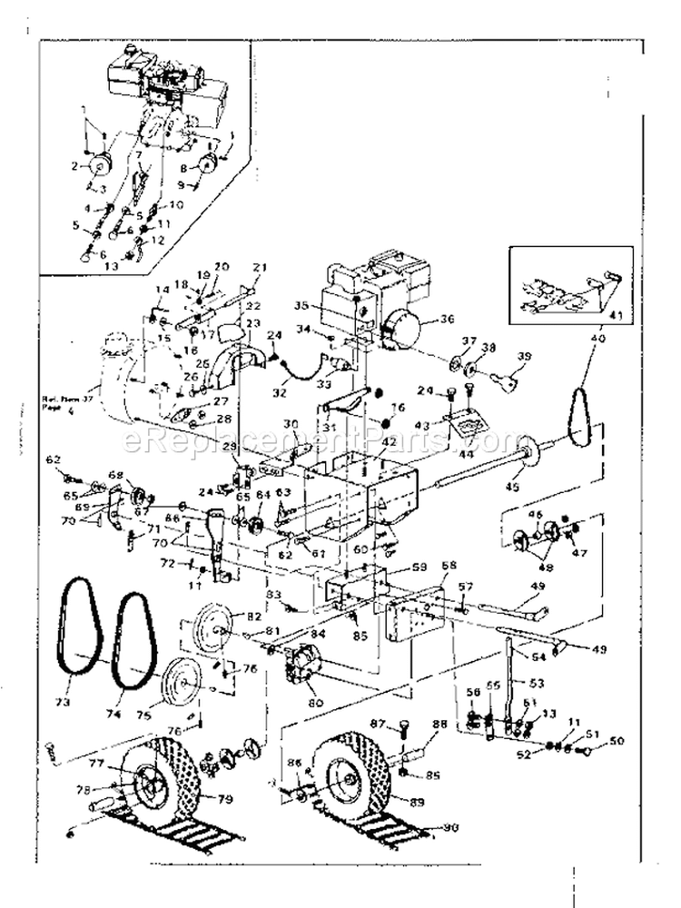 Engine Diagram and Parts List for 536882501  Craftsman Snow Blower