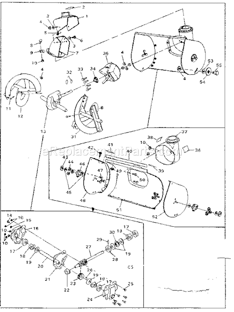 Auger Housing Assembly Diagram and Parts List for 536882501  Craftsman Snow Blower