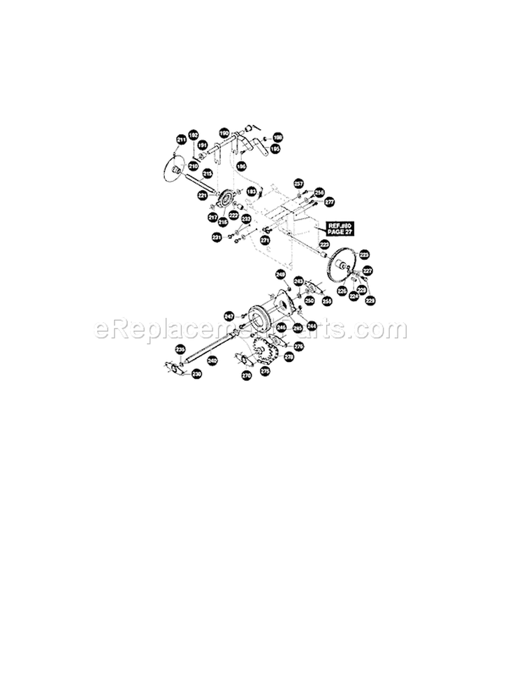 Drive Diagram and Parts List for 536882650  Craftsman Snow Blower