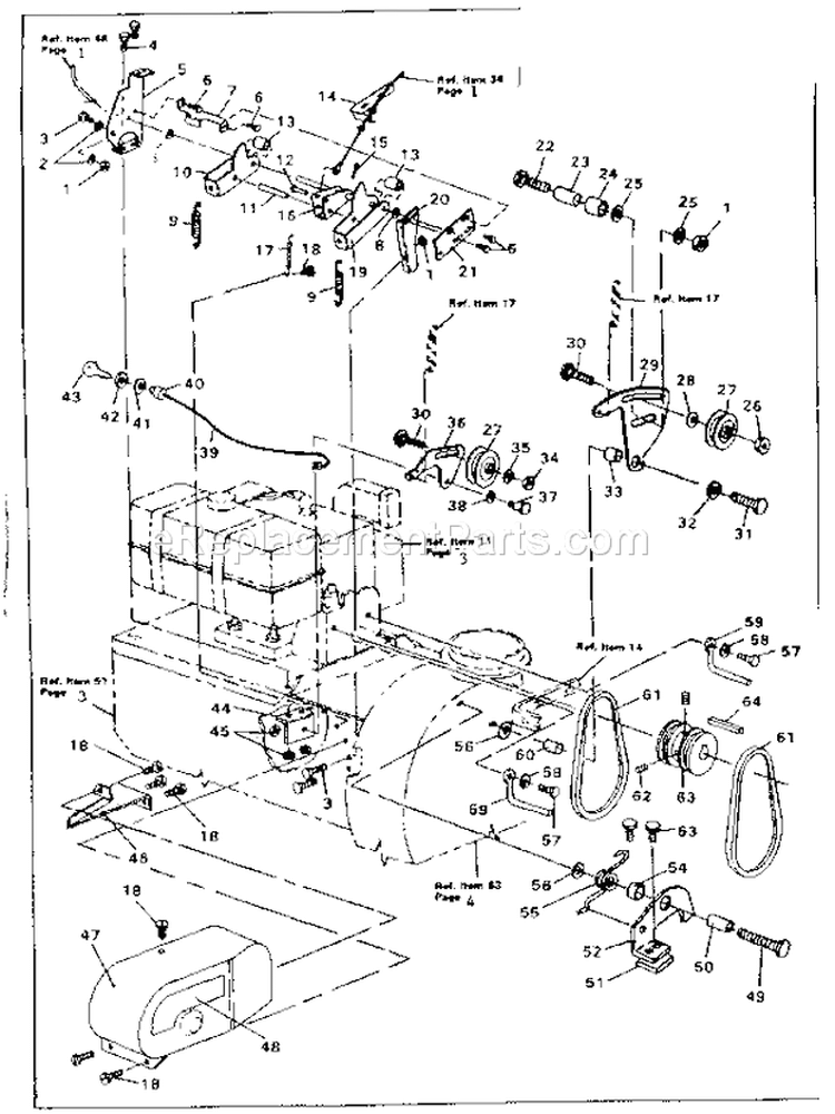 Drive Assembly Diagram and Parts List for 536882701  Craftsman Snow Blower
