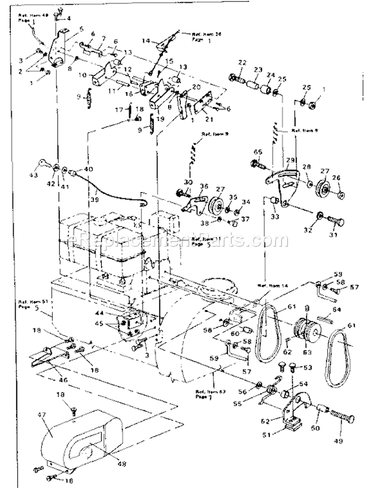 Drive Assembly Diagram and Parts List for 536882702  Craftsman Snow Blower