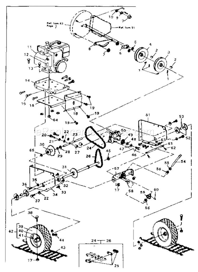 Wheel Assembly Diagram and Parts List for 536882702  Craftsman Snow Blower