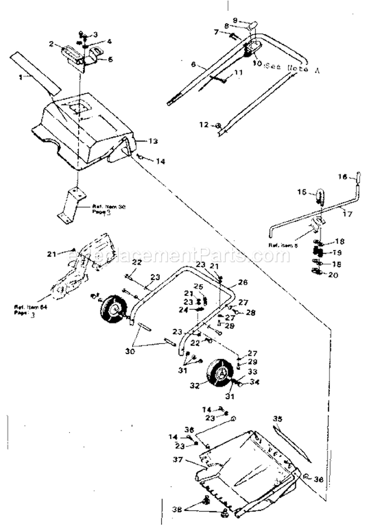 Main Frame Diagram and Parts List for 536883200  Craftsman Snow Blower