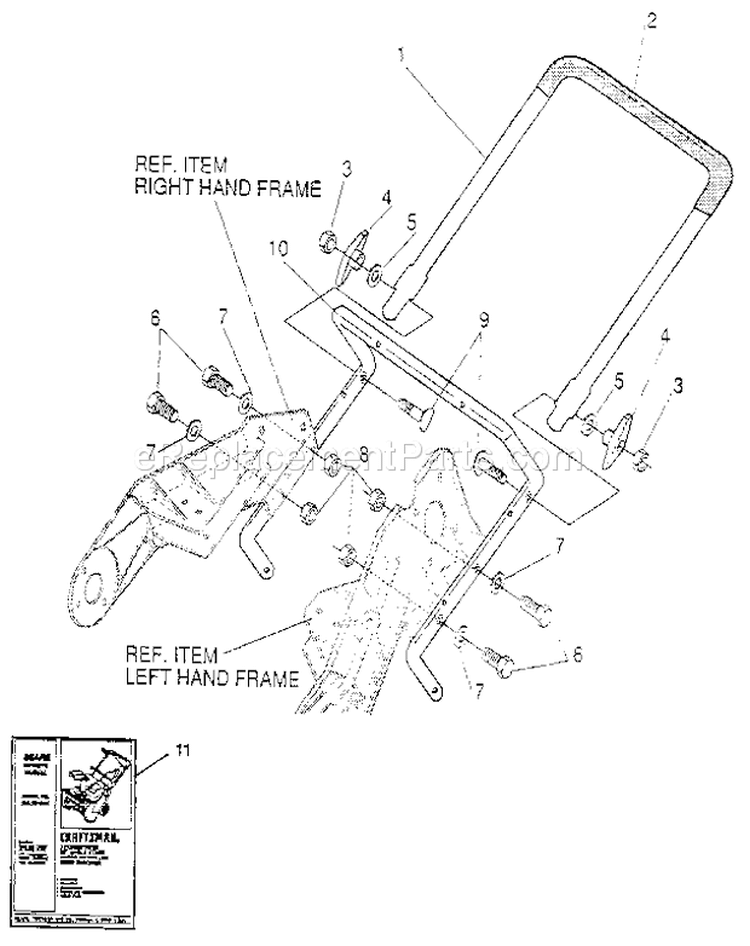 Handle Assembly Diagram and Parts List for 536883210  Craftsman Snow Blower