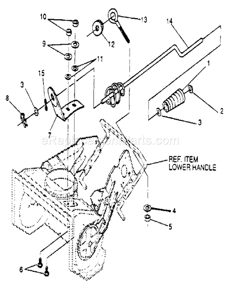 Chute Control Rod Diagram and Parts List for 536883210  Craftsman Snow Blower