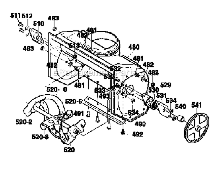 Auger Housing Assembly Diagram and Parts List for 536883510  Craftsman Snow Blower