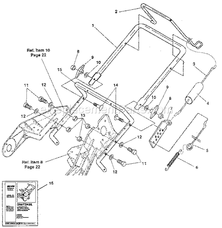 Handle Assembly Diagram and Parts List for 536884231  Craftsman Snow Blower