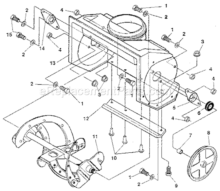 Auger Housing Diagram and Parts List for 536884231  Craftsman Snow Blower