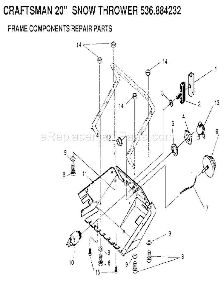 Page H Diagram and Parts List for 536884232  Craftsman Snow Blower
