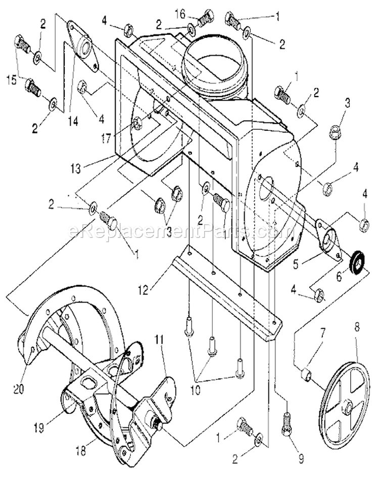 Auger Housing Diagram and Parts List for 536884251  Craftsman Snow Blower