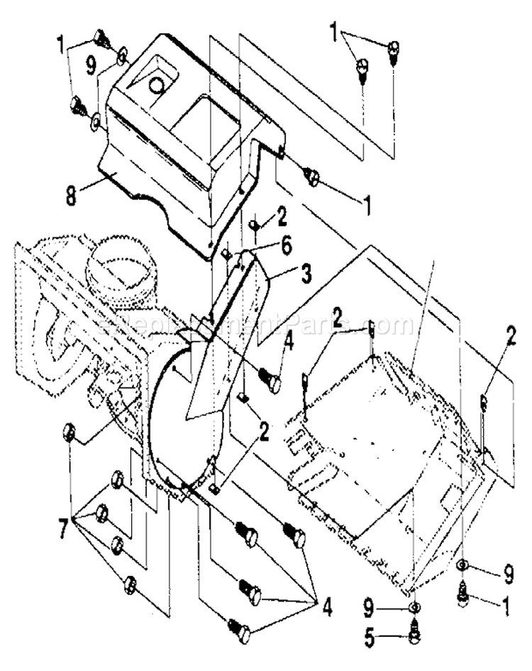Belt Cover Diagram and Parts List for 536884251  Craftsman Snow Blower