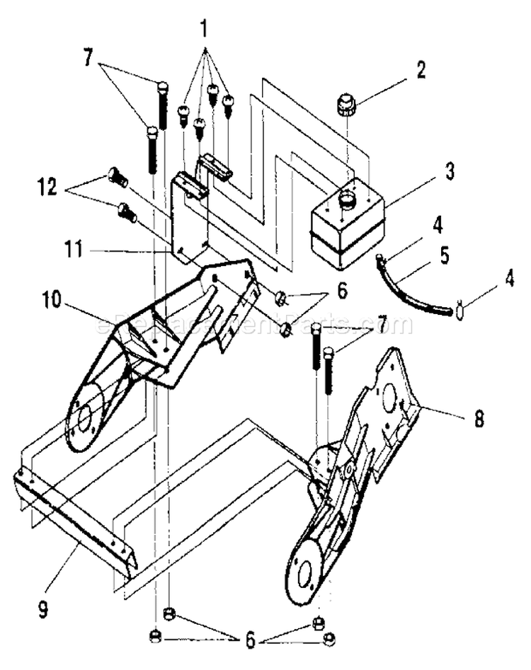 Frame Components Diagram and Parts List for 536884251  Craftsman Snow Blower