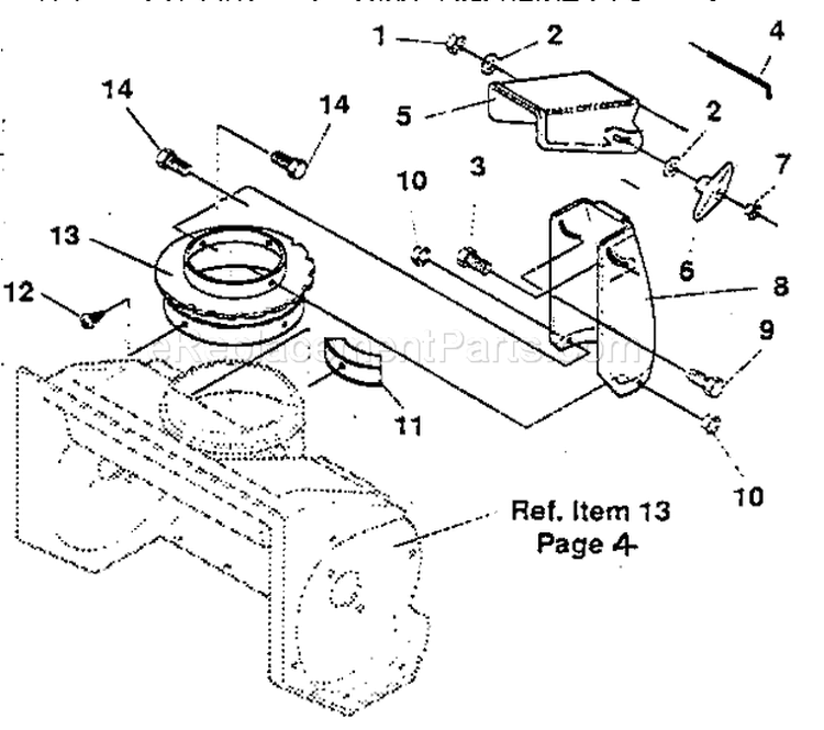 Discharge Chute Repair Pa Diagram and Parts List for 536884252  Craftsman Snow Blower