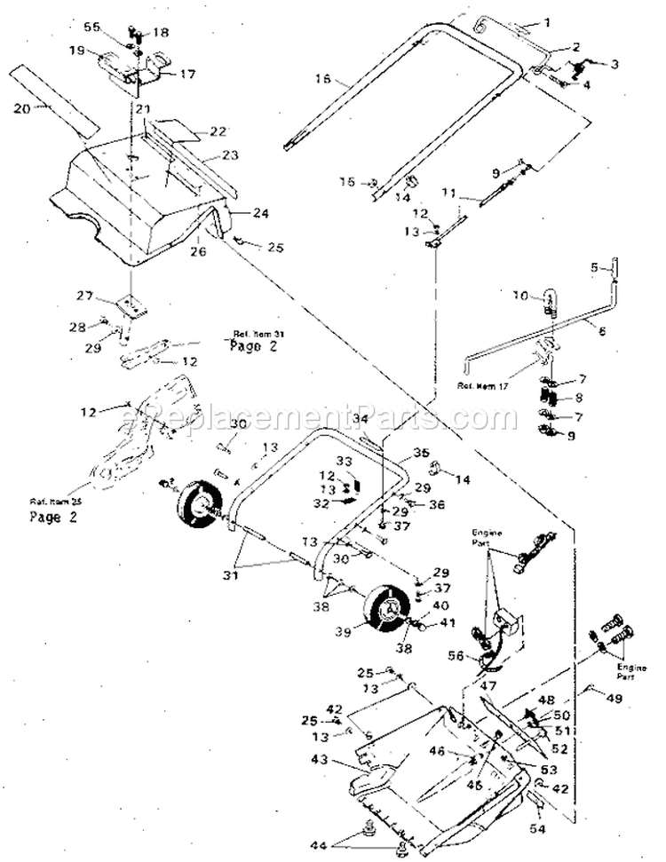Main Frame Diagram and Parts List for 536884320  Craftsman Snow Blower