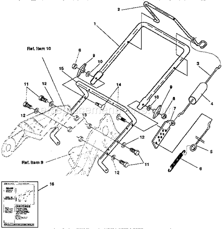 Handle Assembly Repair Pa Diagram and Parts List for 536884351  Craftsman Snow Blower