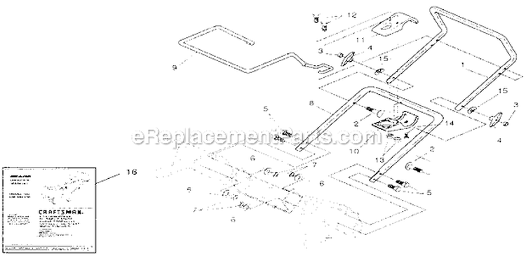 Handle_Assembly Diagram and Parts List for 536884430  Craftsman Snow Blower