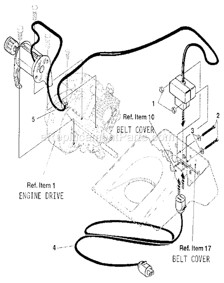 Electric Starter Diagram and Parts List for 536884431  Craftsman Snow Blower