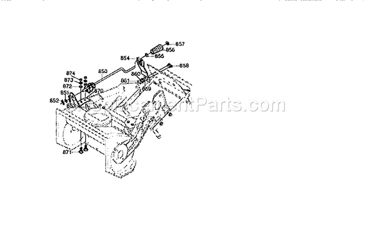 Chute Control Rod Assembl Diagram and Parts List for 536884561  Craftsman Snow Blower