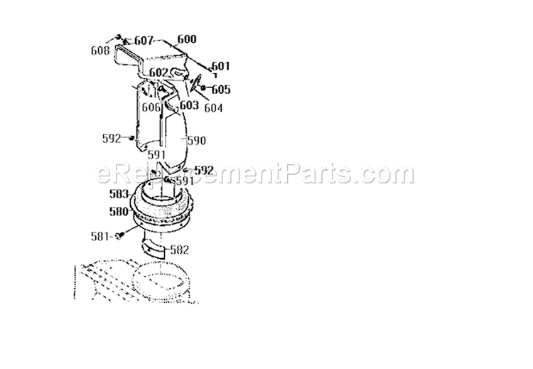 Discharge Chute Assembly Diagram and Parts List for 536884561  Craftsman Snow Blower
