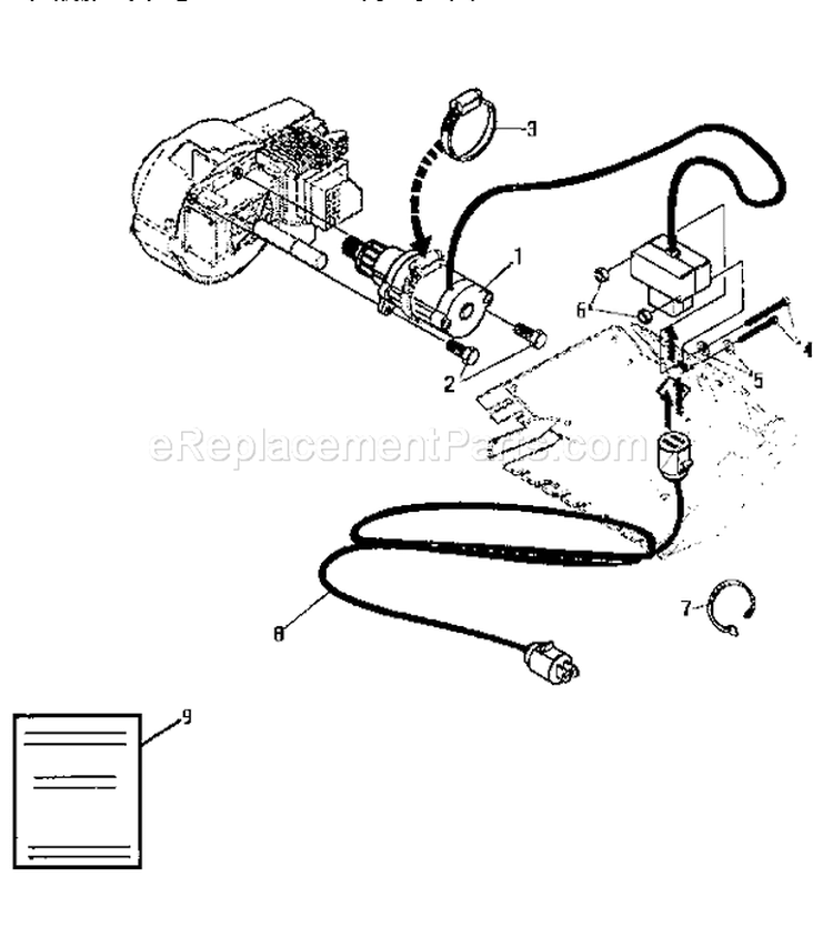 Electric Starter Diagram and Parts List for 536884580  Craftsman Snow Blower