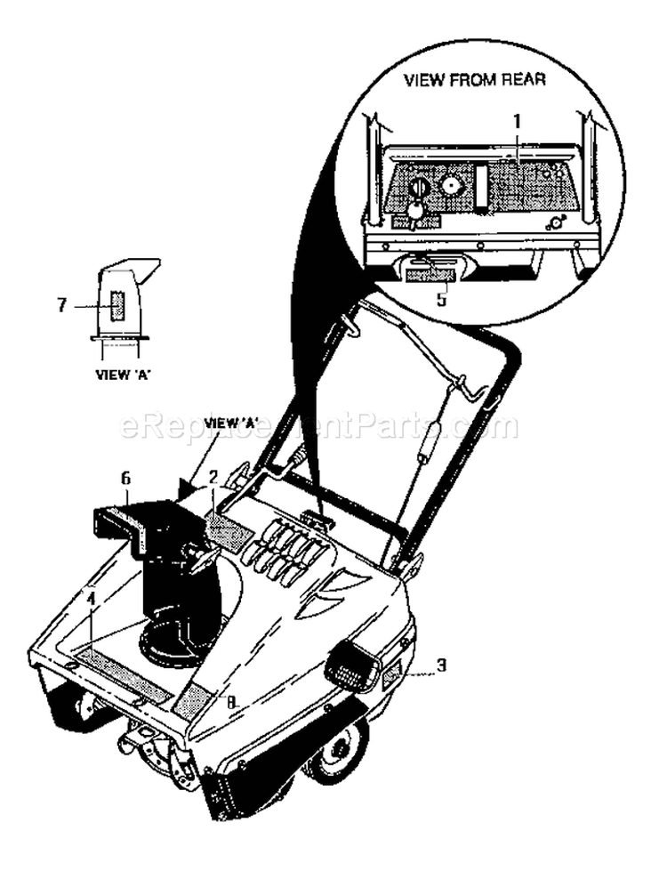 Decals Diagram and Parts List for 536884580  Craftsman Snow Blower