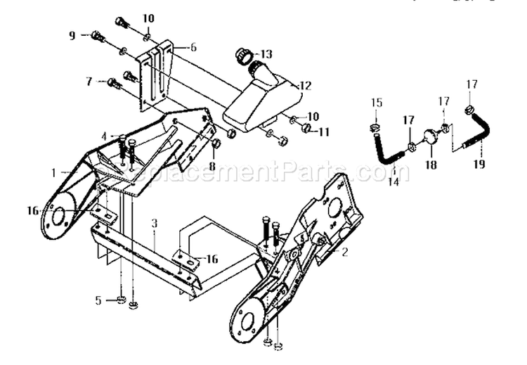 Frame Assembly Diagram and Parts List for 536884580  Craftsman Snow Blower