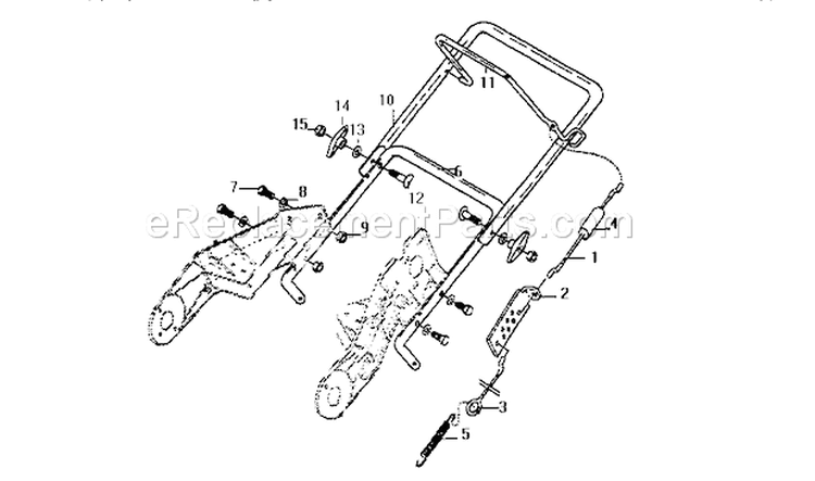 Handle Assembly Diagram and Parts List for 536884580  Craftsman Snow Blower