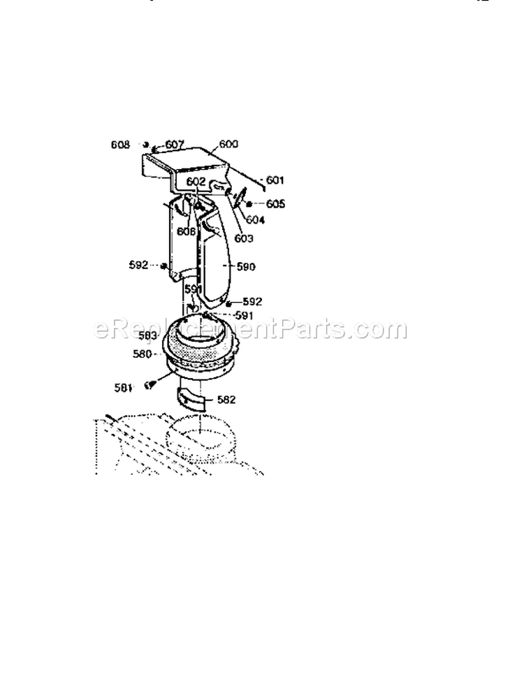 Discharge Chute Assembly Diagram and Parts List for 536884581  Craftsman Snow Blower