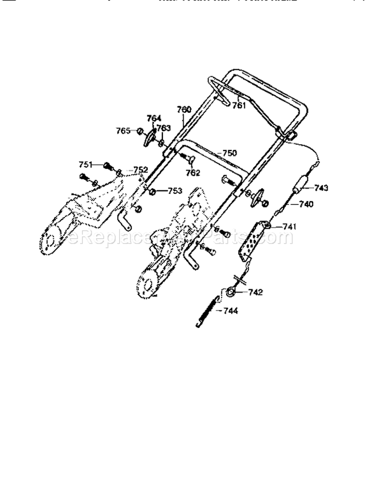 Handle Assembly Diagram and Parts List for 536884581  Craftsman Snow Blower